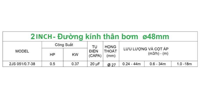 Bơm chìm hỏa tiễn 2JS